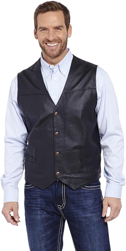 Cripple Creek Men's Black Leather Western Vest ML1059