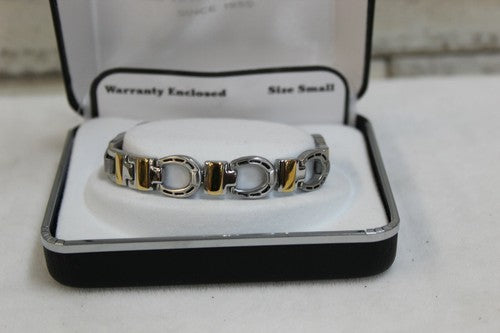 Ladies Sabona Magnetic Bracelet-Silver Horseshoe Duet Style 22565