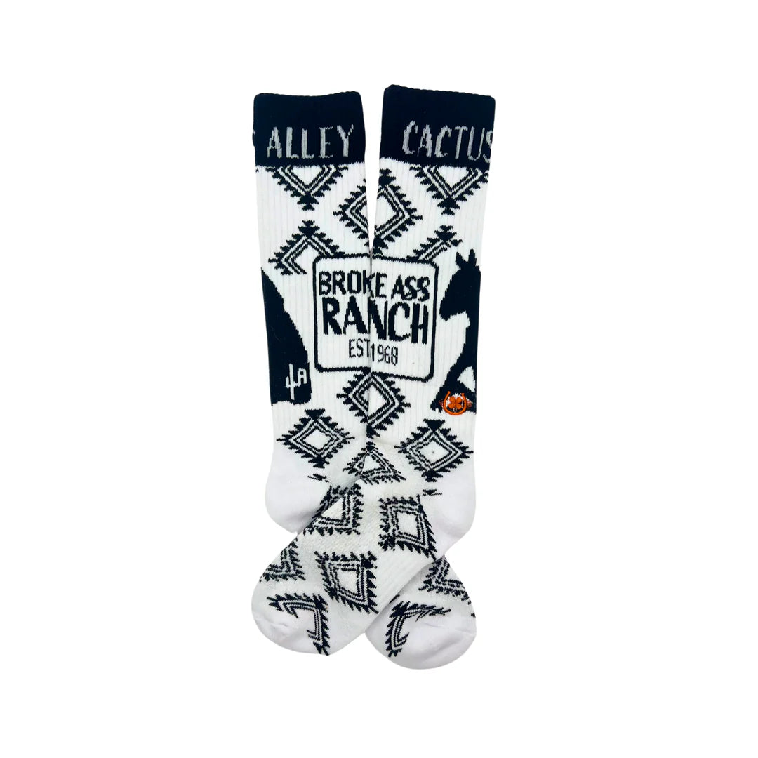 LUCKY CHUCK SOCKS BROKE ASS RANCH BLK/WHITE  LC12-12167