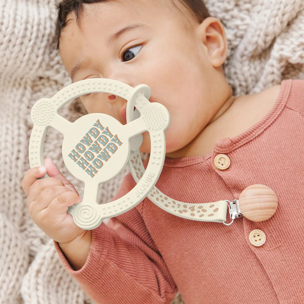 Silicone Teether Ring with Detachable Clip Howdy Partner Blu JF32040HPB
