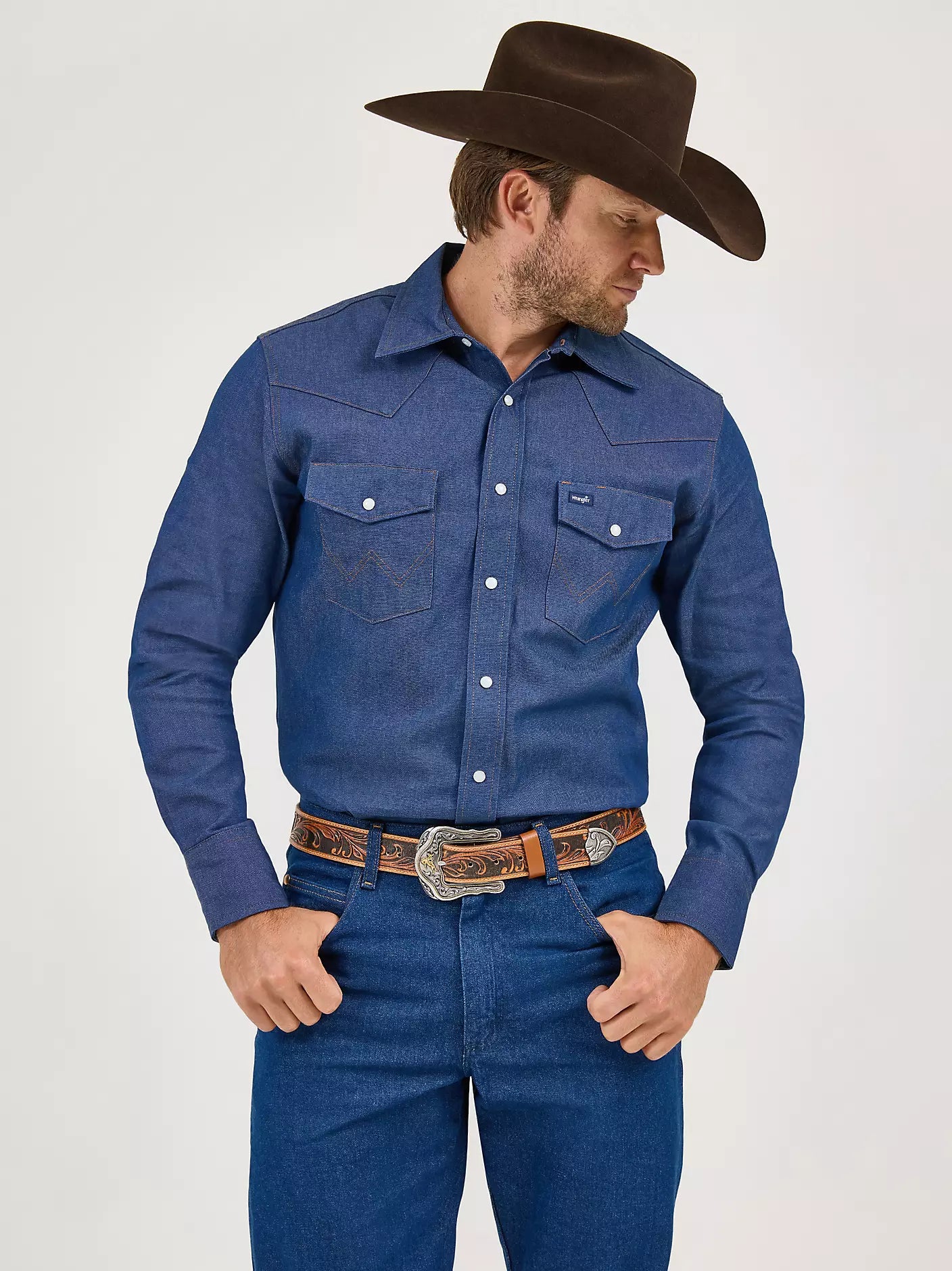 COWBOY CUT® RIGID DENIM LONG SLEEVE WESTERN WORK SHIRT 70137MW