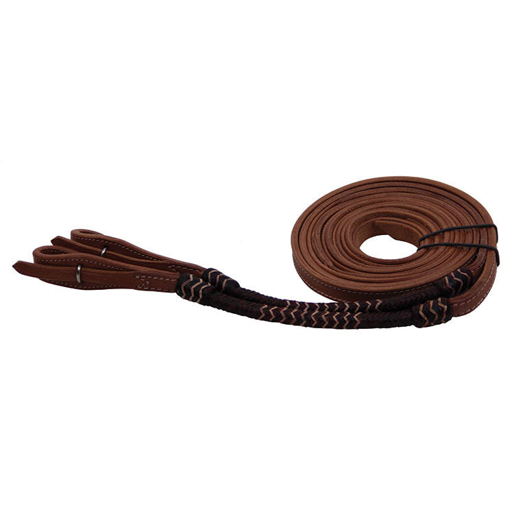 7193 LT: SPLIT REINS W/TAN+ NATURAL RAWHIDE