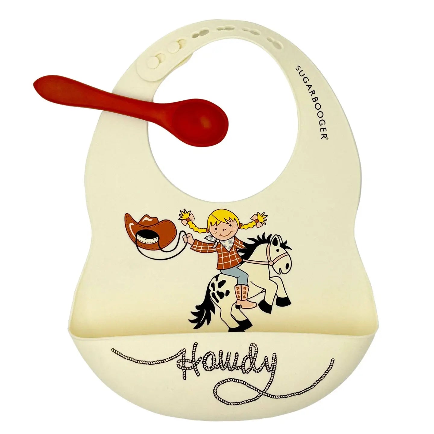 A1576 Fresh & Messy Silicone Bib & Spoon Set | Howdy Cowgirl
