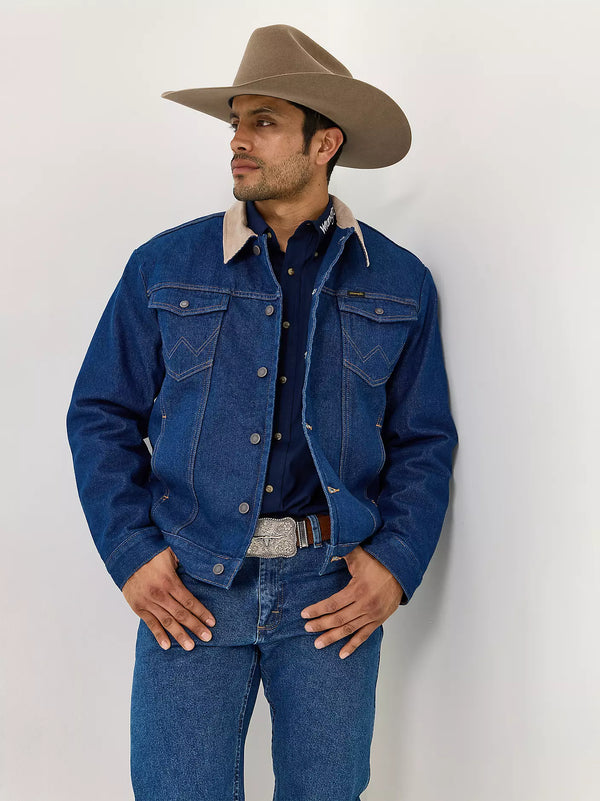 MEN'S WRANGLER® BLANKET LINED CORDUROY COLLAR DENIM JACKET 74260PW