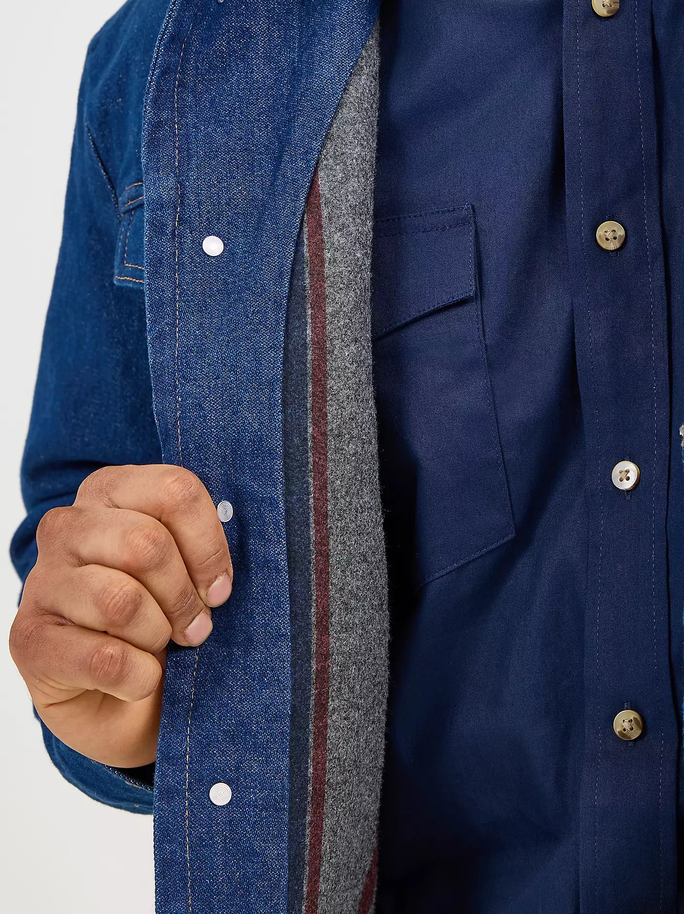 MEN'S WRANGLER® BLANKET LINED CORDUROY COLLAR DENIM JACKET 74260PW
