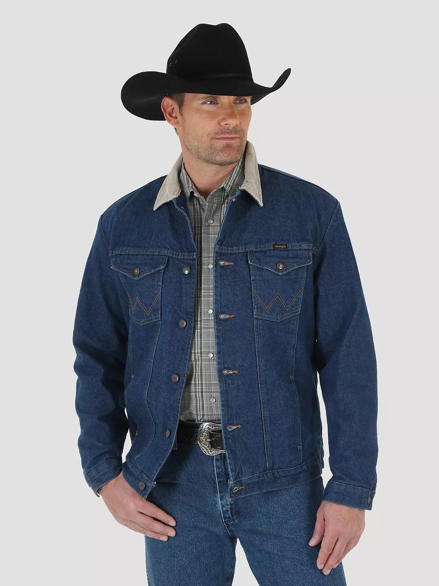 MEN'S WRANGLER® BLANKET LINED CORDUROY COLLAR DENIM JACKET 74270PW