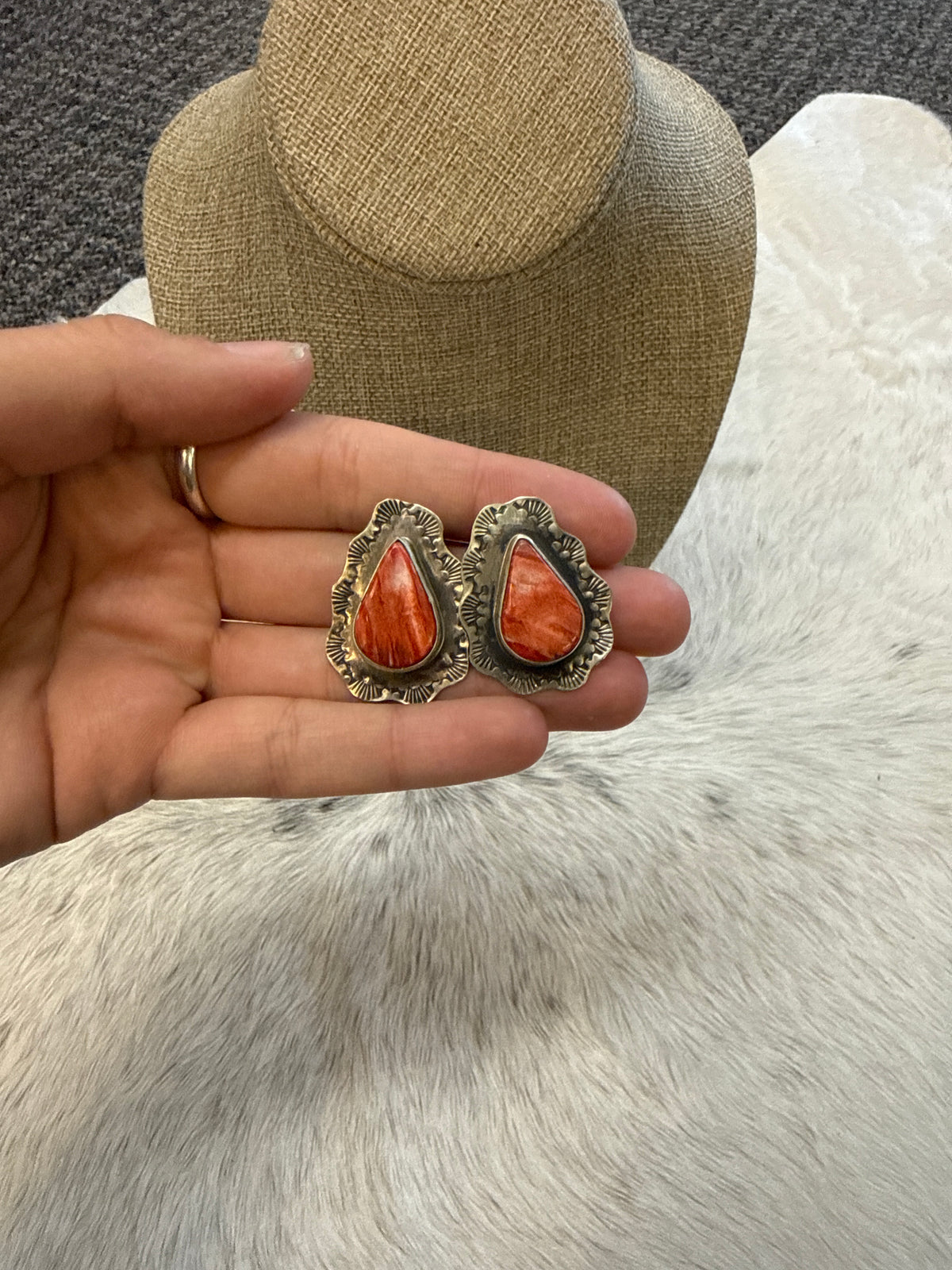 Red Spiny Earrings 093124