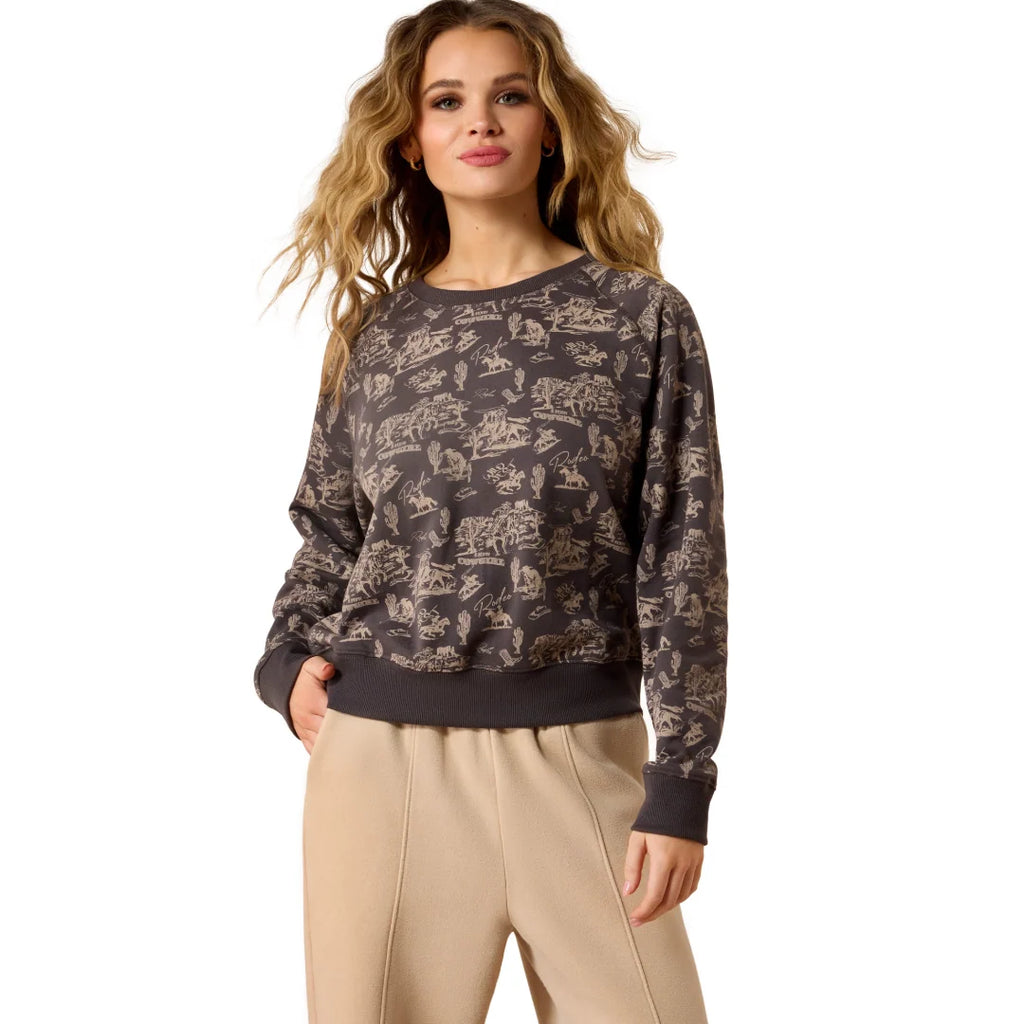 Ariat Ladies Essential Retro Rodeo Carbon Copy Crew Sweatshirt 10079453
