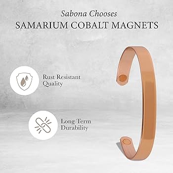 Sabona Brushed Copper Original Magnetic Bracelet, Copper Wristband 524