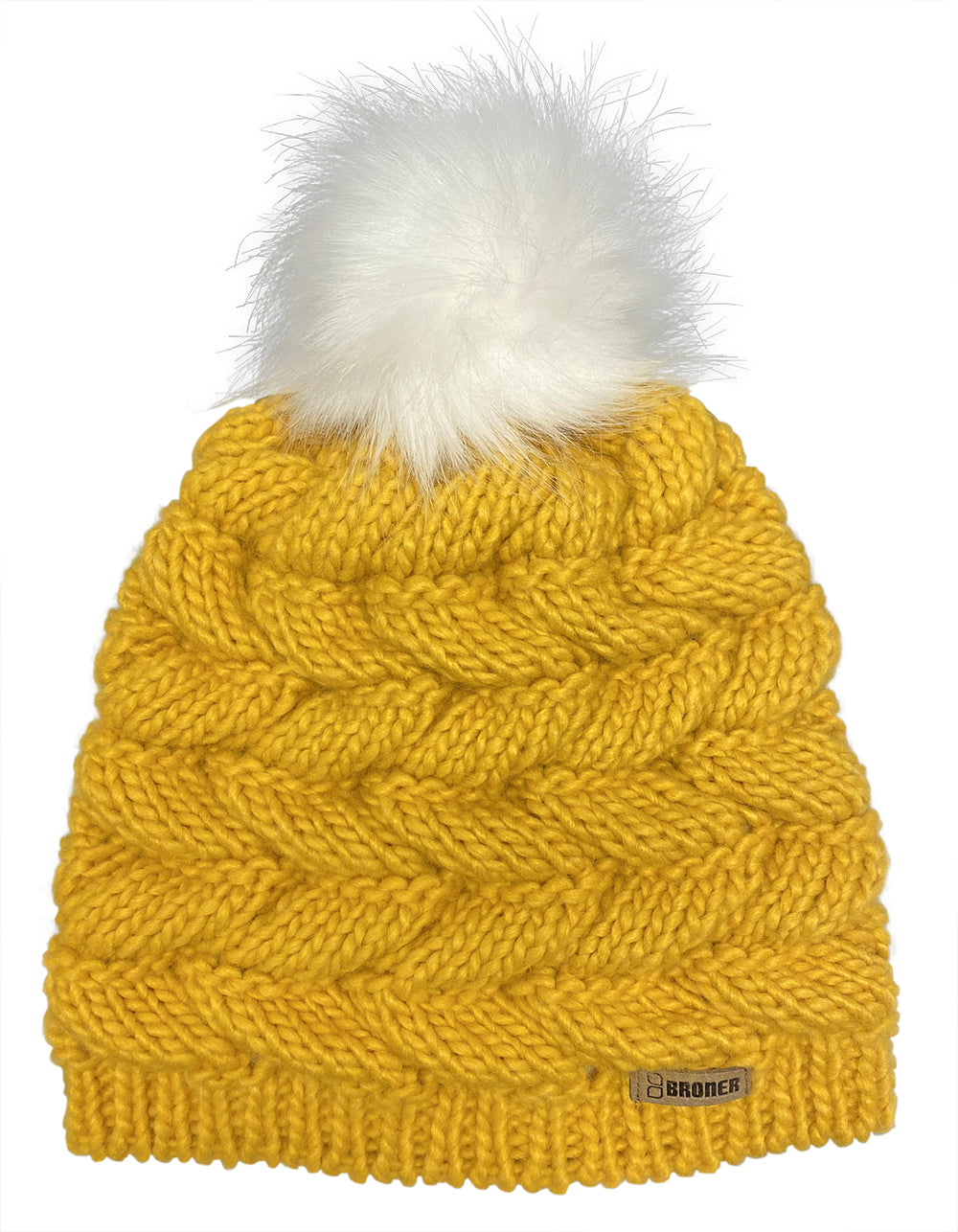 Chunky Stitch Beanie with Faux Fur Pom 87-980