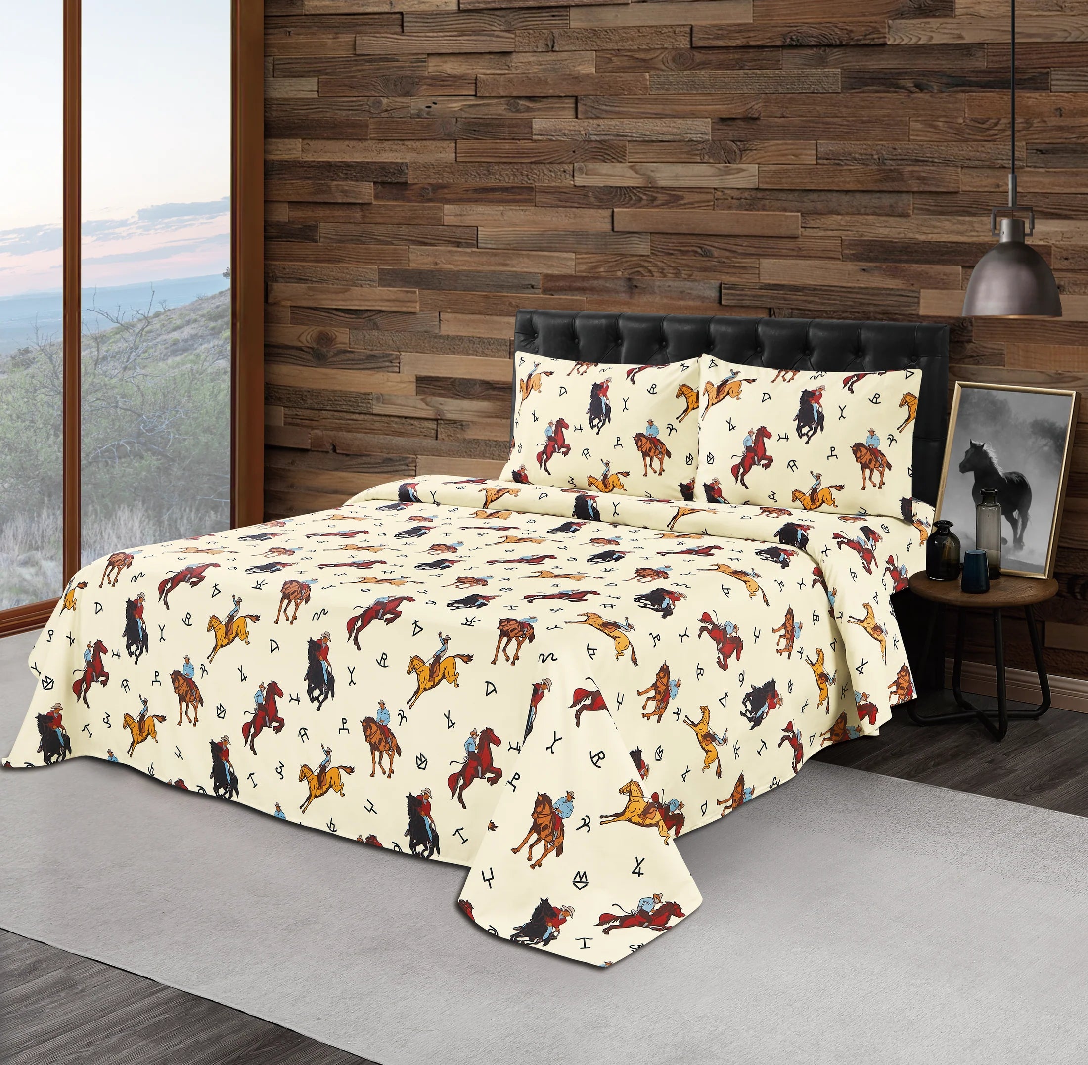 BEIGE RODEO WESTERN SHEETS RODEO