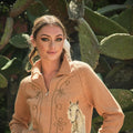 37044W - Horse Embroidered Zip Up Mock Neck Sweater
