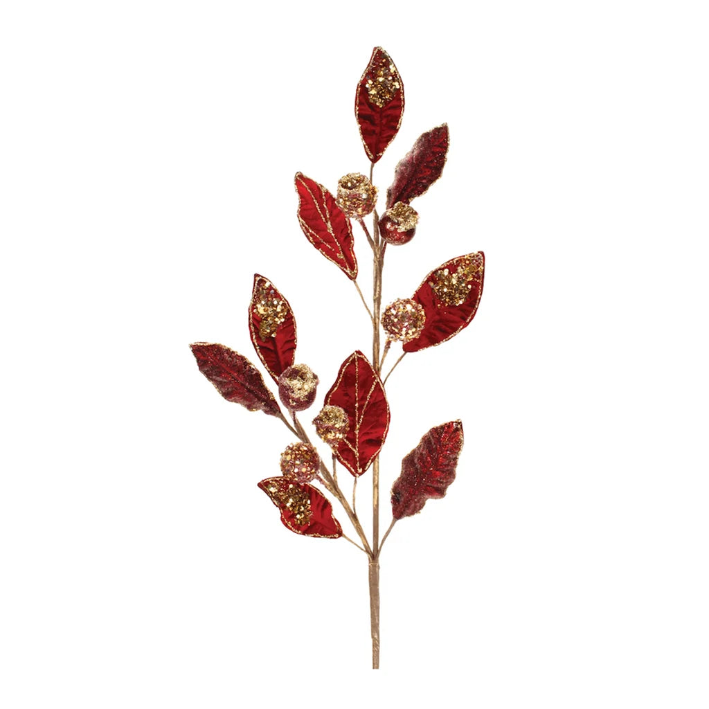 Beaded Burgandy Leaf Stem 91289
