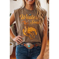 Western Shift Sleeveless Round Neck Tank Tops