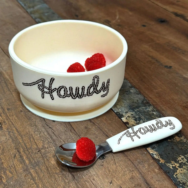 A1574 Fresh & Messy Silicone Suction Bowl & Spoon Set | Howdy
