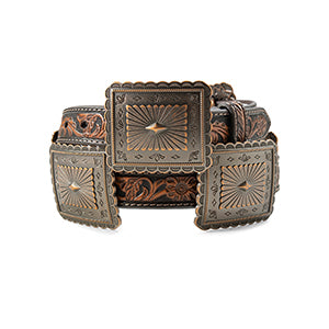 ARIAT FLORAL EMBOSSED CONCHOS BROWN  A1567902