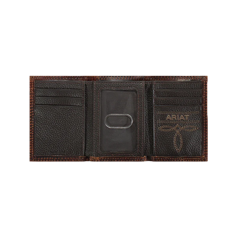 Ariat® Men's Brown Center Bump Shield Trifold Wallet A3550102