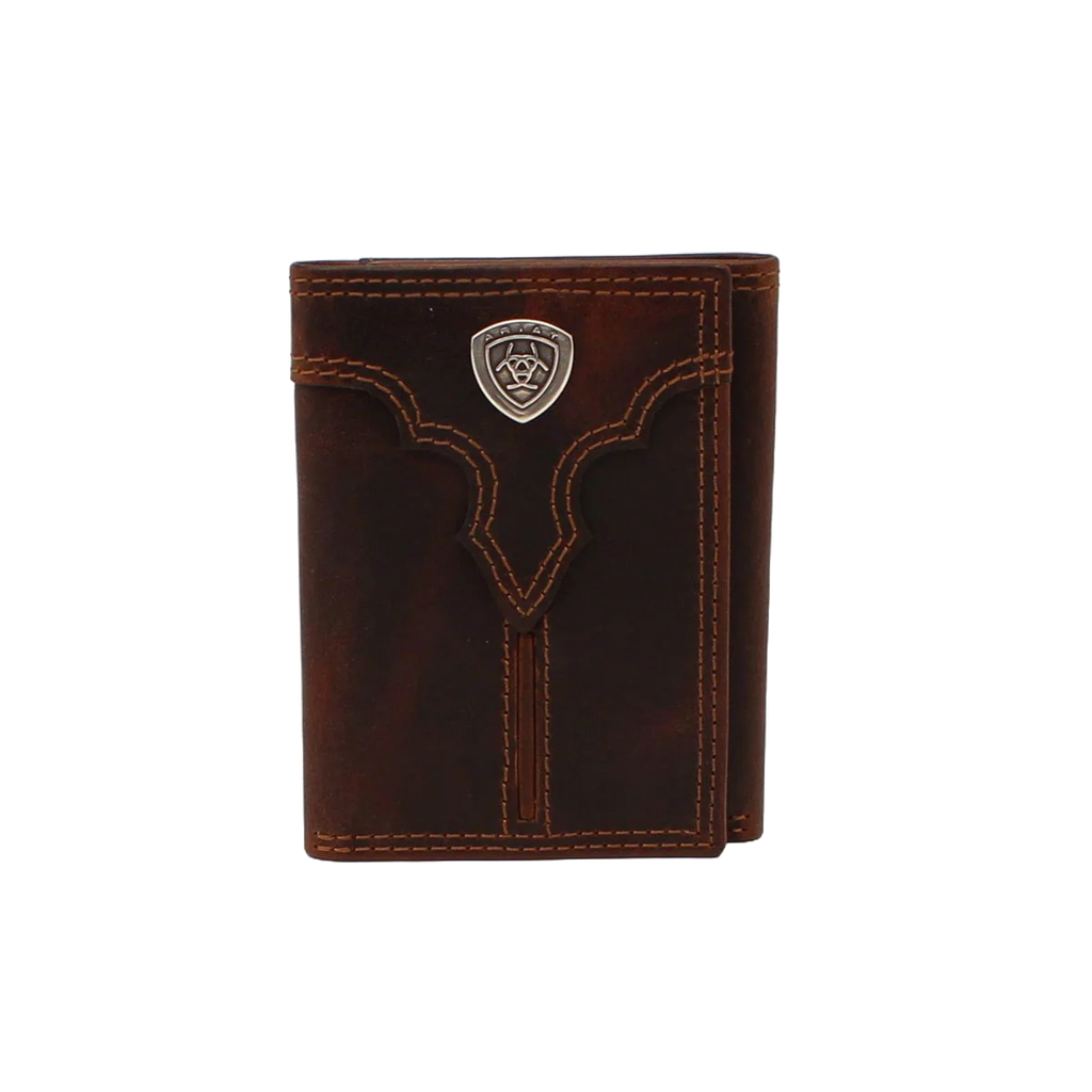 Ariat® Men's Brown Center Bump Shield Trifold Wallet A3550102