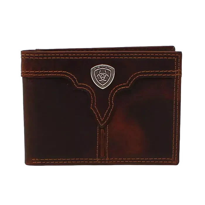 Ariat® Men's Center Bump Shield Brown Bifold Wallet A3550202