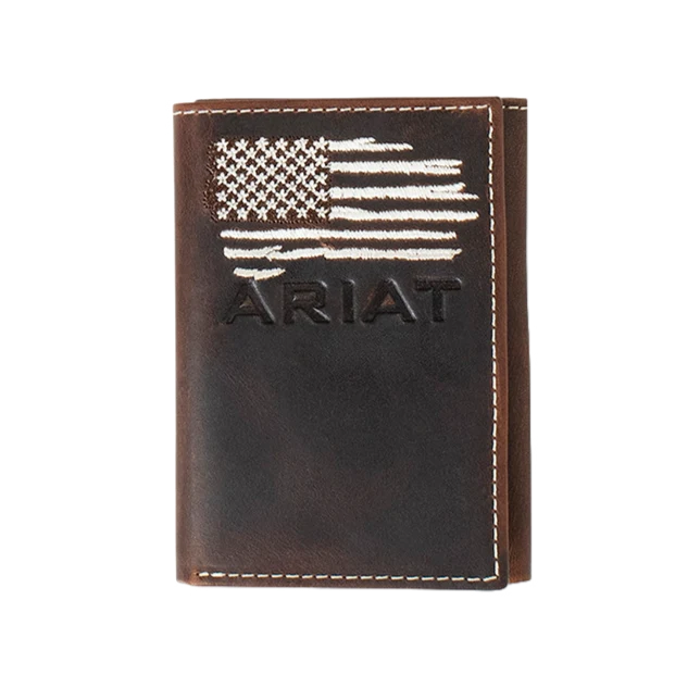Ariat Distressed American Flag Trifold Wallet A3553934