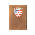 Ariat American Flag Embroidered Aged Bark Trifold Wallet A35548217