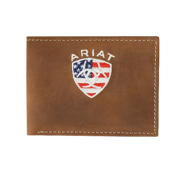 Ariat American Flag Embroidered Aged Back Bifold Wallet A35549217