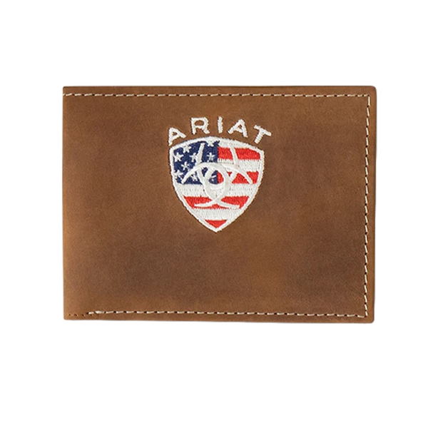Ariat American Flag Embroidered Aged Back Bifold Wallet A35549217