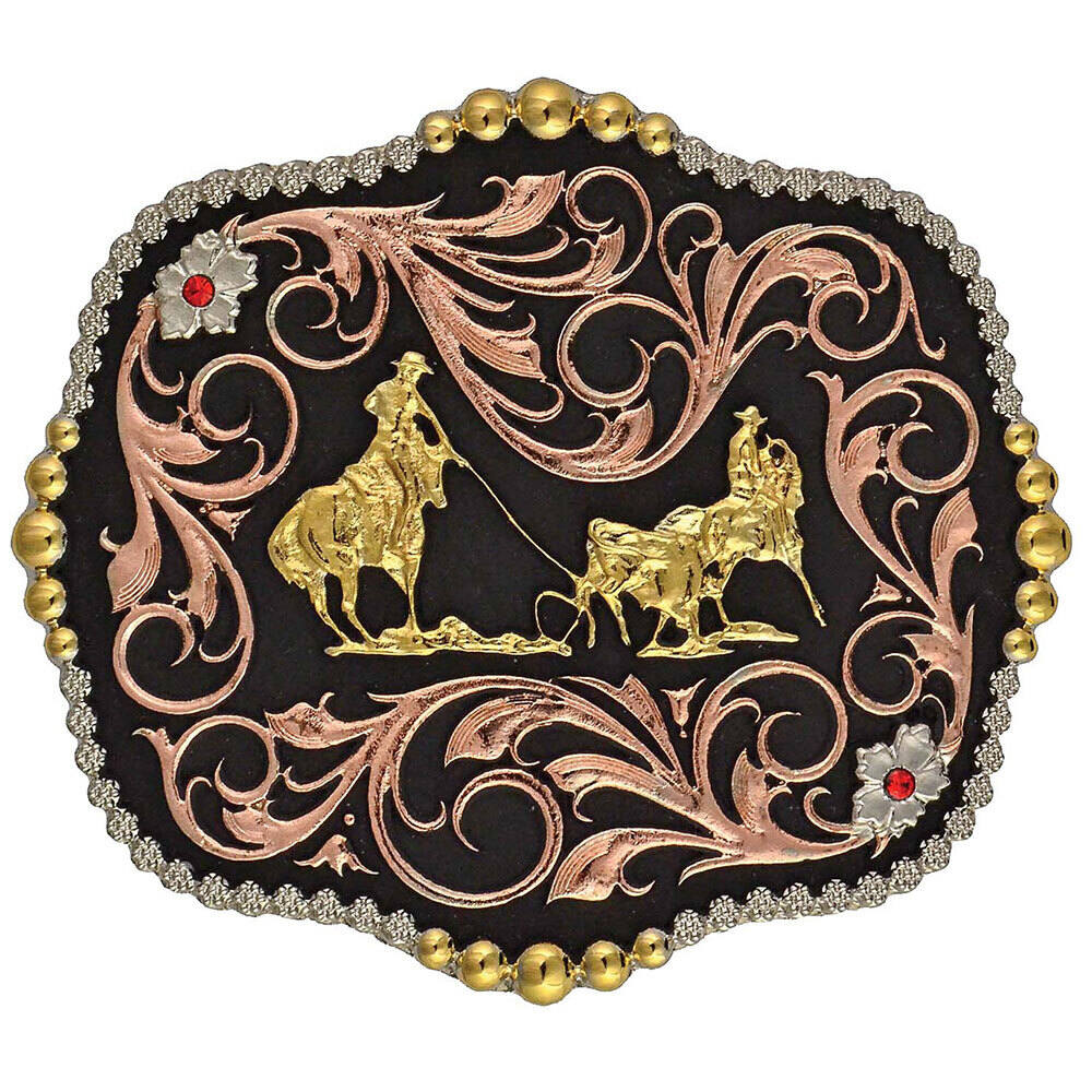 A392T Tri-Color Team Ropers Traditional Attitude Buckle