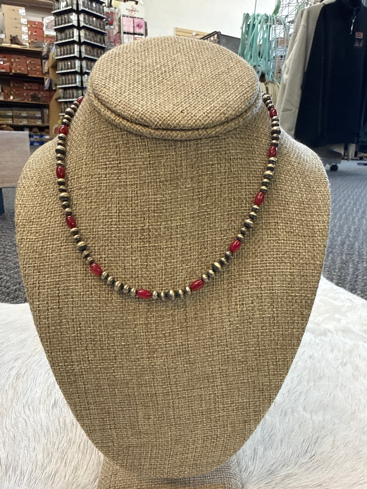 16” red coral pearls 096312