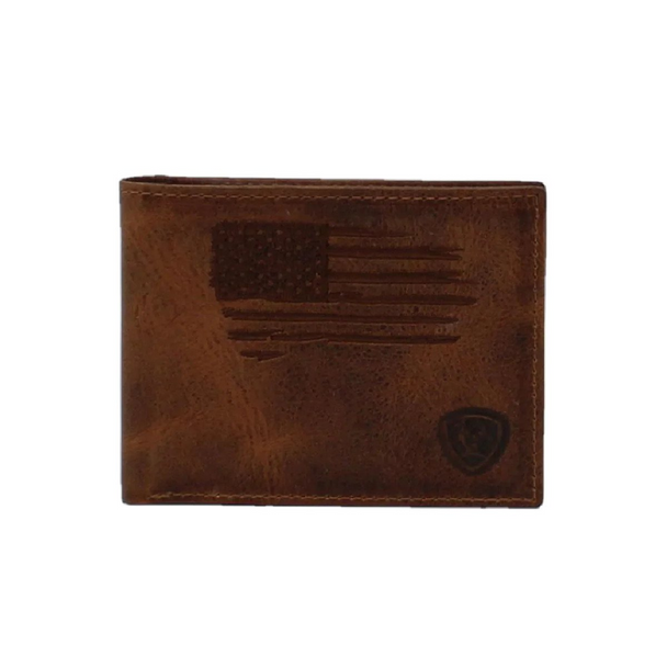 ARIAT BIFOLD STITCH USA FLAG BROWN  A3545602