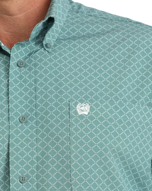 CINCH BLUE ARENAFLEX GEO PRINT MENS SHIRT  MTW1106136