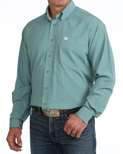 CINCH BLUE ARENAFLEX GEO PRINT MENS SHIRT  MTW1106136
