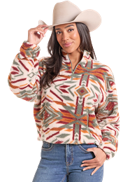 AZTEC HORSE PRINT W4 ZIP SHERPA PULLOVER BW91C09998