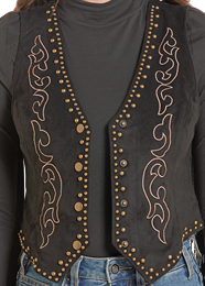Microsuede Embroidered Vest BW98T09983