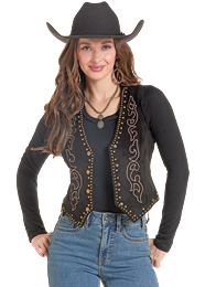 Microsuede Embroidered Vest BW98T09983