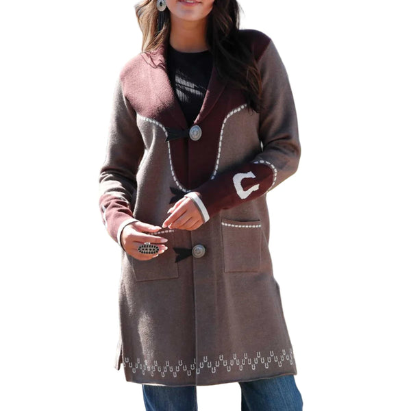 Cinch Ladies Grey Western Mid Length Duster CWK7518001