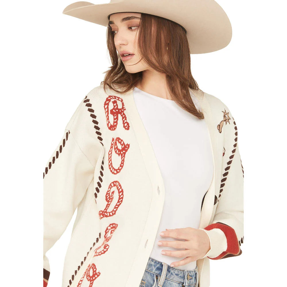 CRUEL DENIM WOMEN'S CREAM RODEO SWEATER CARDIGAN CWK7519001
