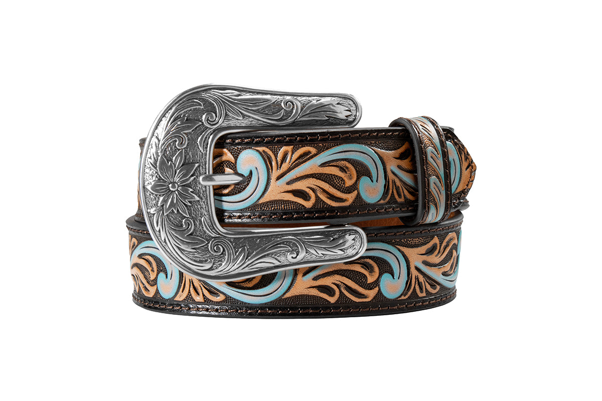ANGEL RANCH GIRL'S EMBOSSED FLORAL WESTERN BELt D130005101