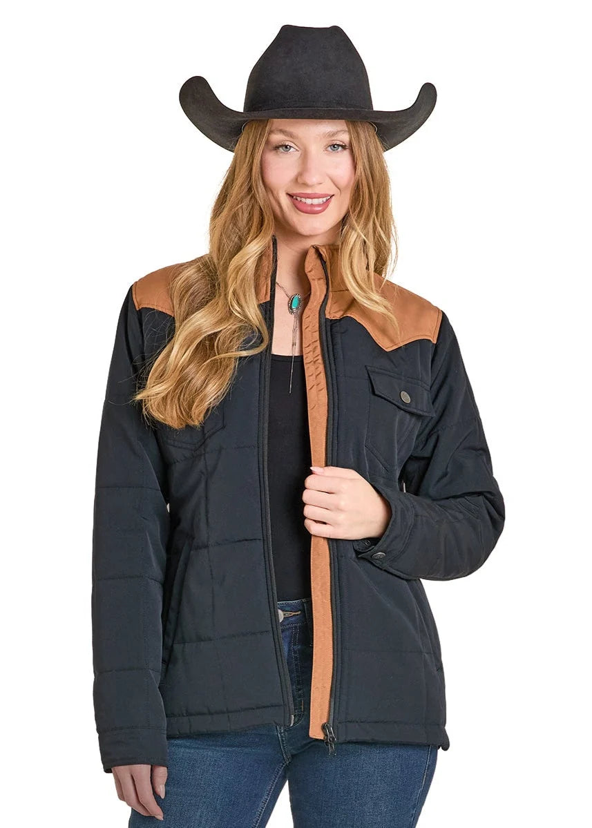 PANHANDLE WOMEN'S BLACK TWO TONE PUFFER JACKET DW92C06851