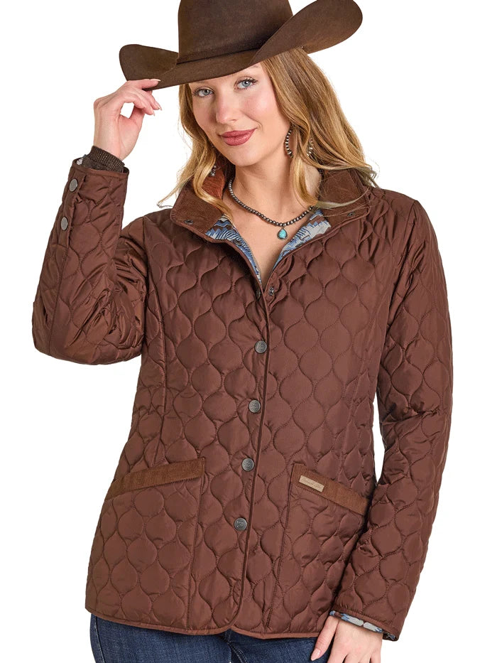 Panhandle DW92C06857-BR Womens Quilted Riding Jacket Brown