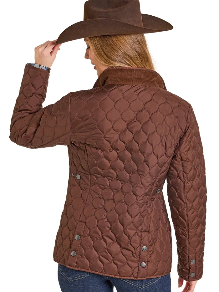 Panhandle DW92C06857-BR Womens Quilted Riding Jacket Brown