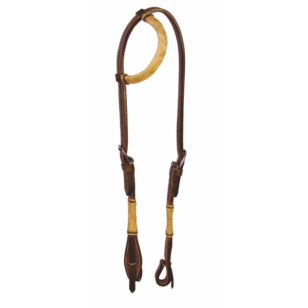 Buffalo Leather of the Rockies - One Ear Headstall with Rawhide 2452