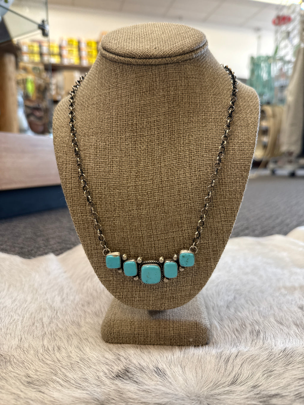 5 Stone Turquoise Necklace 002913