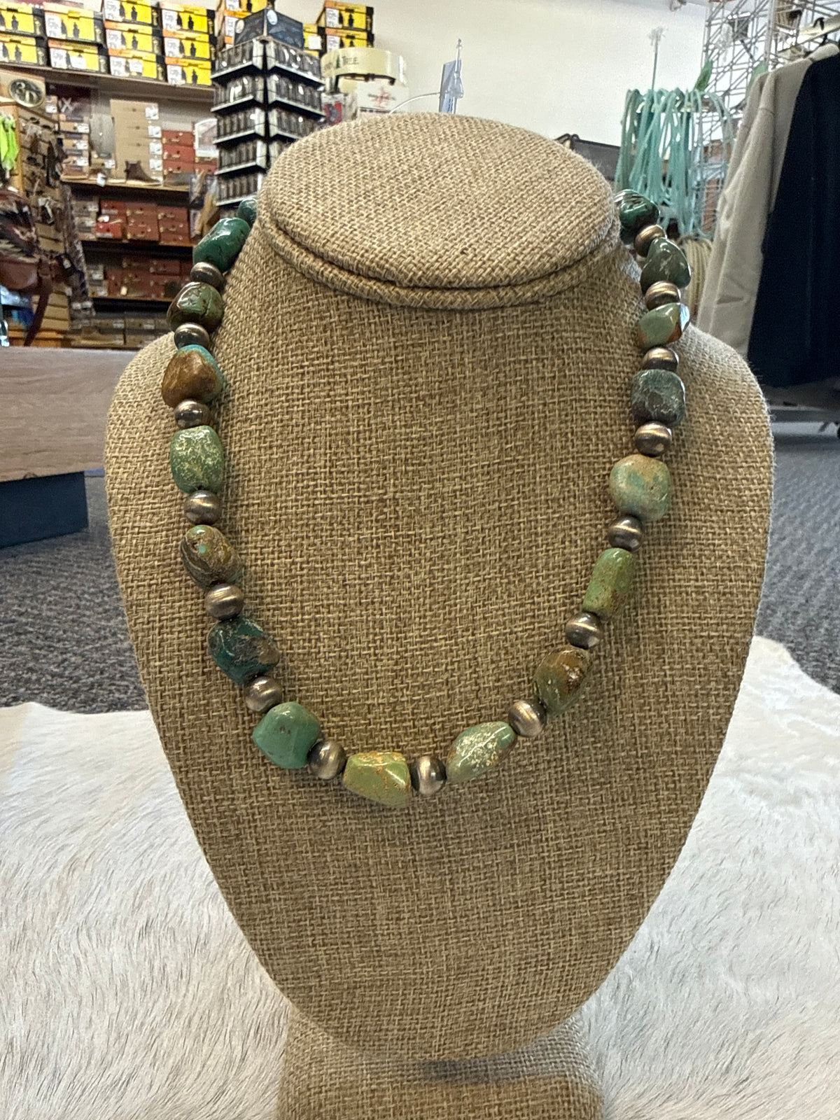 18” Turquoise & Sterling Pearls 091160