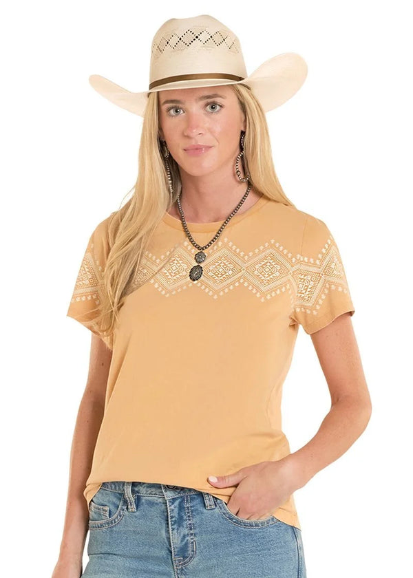 Panhandle Slim LW21T08835 Women's Aztec Graphic Border Tee