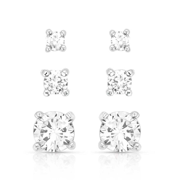 ER5646 Shine Bright Triple Crystal Post Earring Set