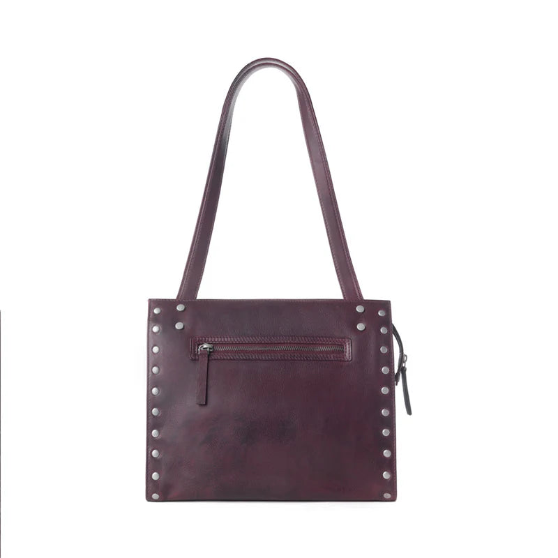 S-13829 MYRA ZIDANA ARIA AMETHYST VEG TANNED LEATHER TOTE BAG IN ROYALE MAUVE