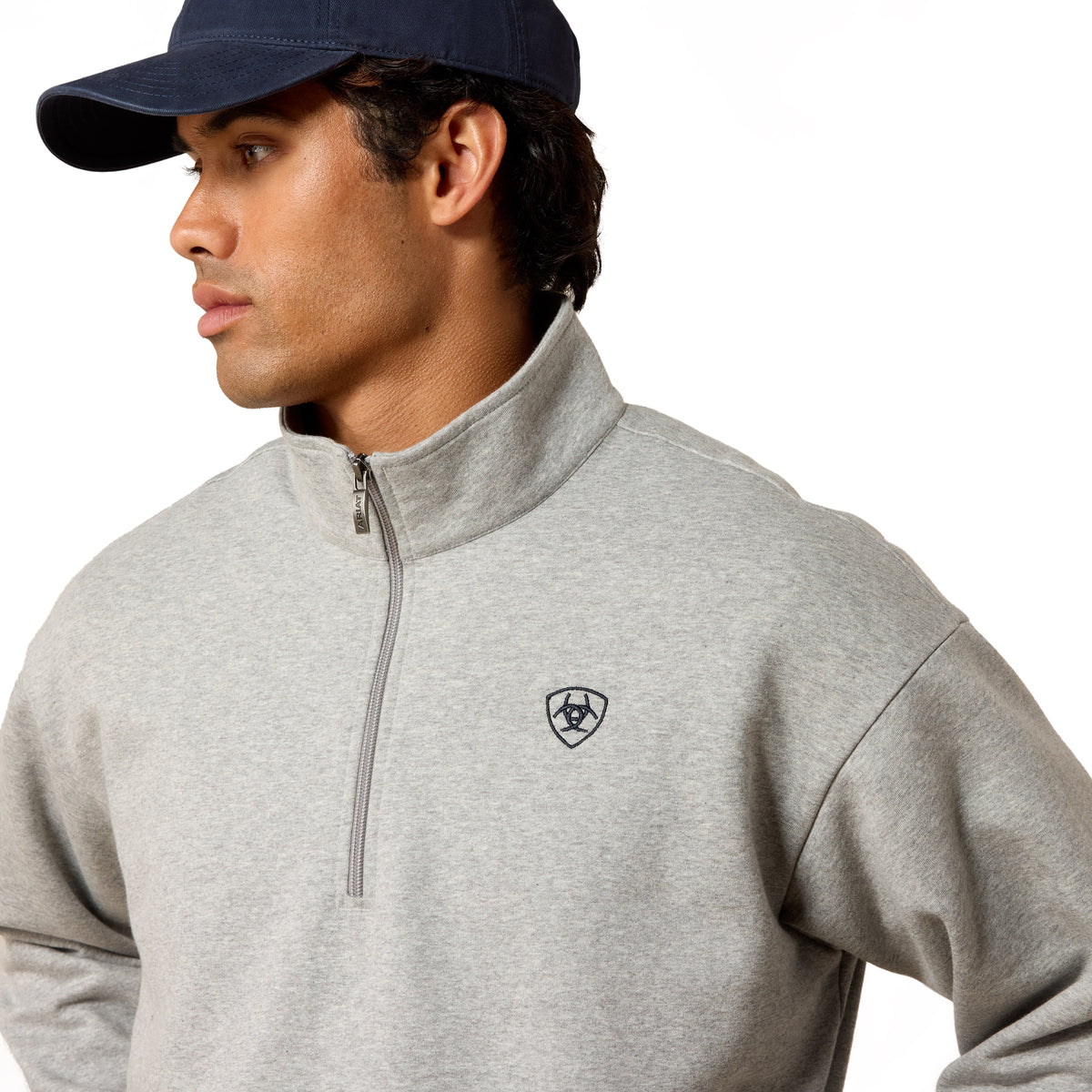 ARIAT 1/4 ZIP HEATHER GREY PULLOVER 10085377
