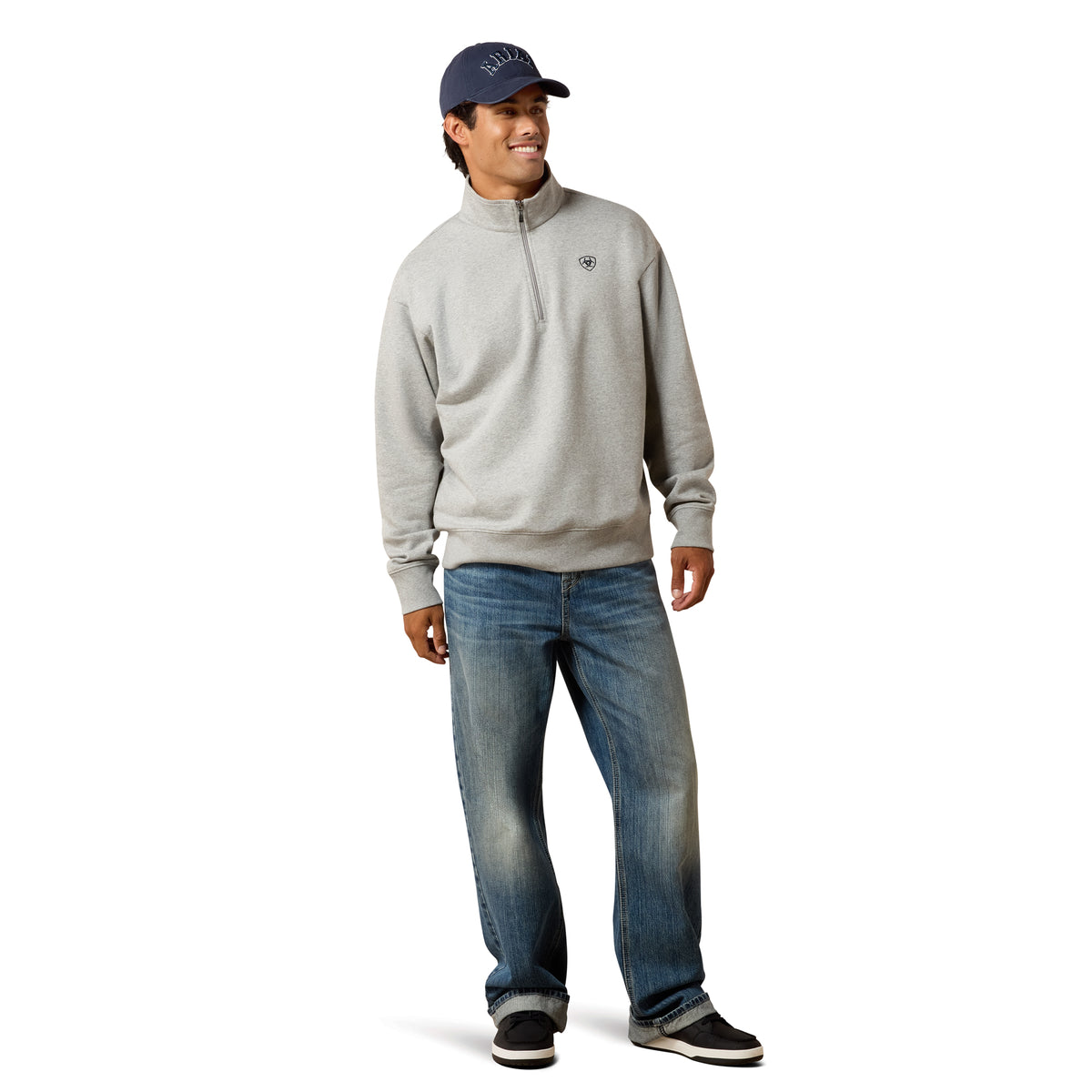 ARIAT 1/4 ZIP HEATHER GREY PULLOVER 10085377