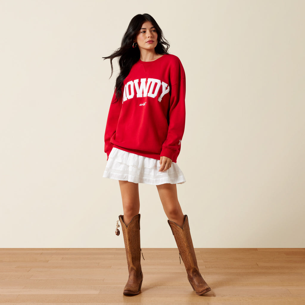 ARIAT RED HOWDY CREWNECK 10079905